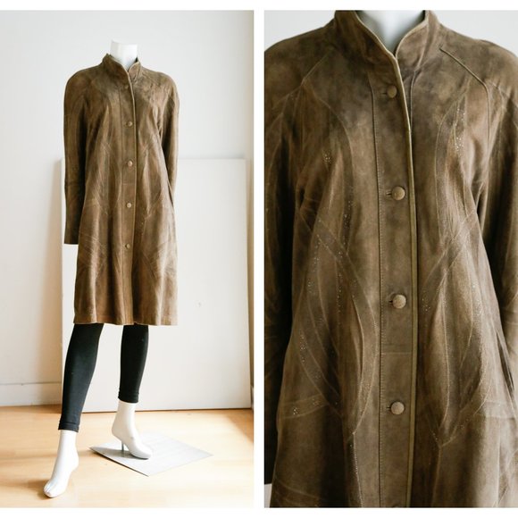 Unbranded | Vintage Jackets & Blazers - Vintage Buttery Soft Suede Coat w Sparkly Coat